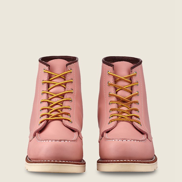 Red Wing Womens 6-inch Classic Moc - Short Boundary Leather - Heritage Boots Pink - 4712QPECX